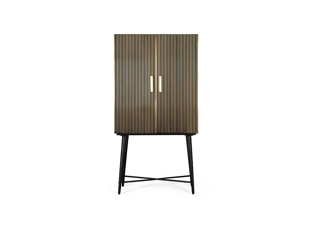 Kast 2 portes en bois recouvertes de bronze en dessus en marbre