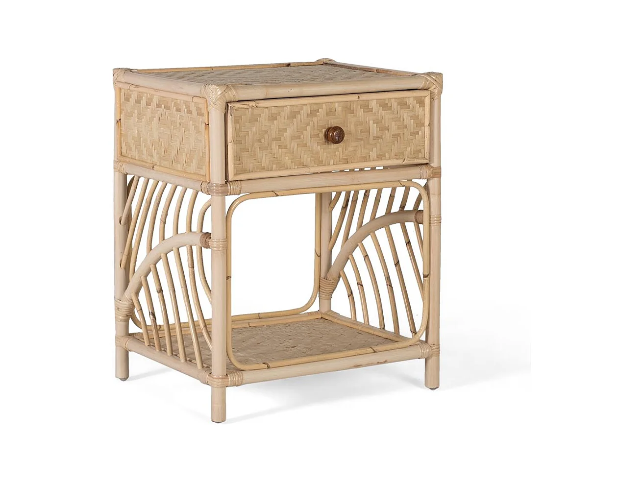 Rattan-Nachttisch mit natürlichem Charme