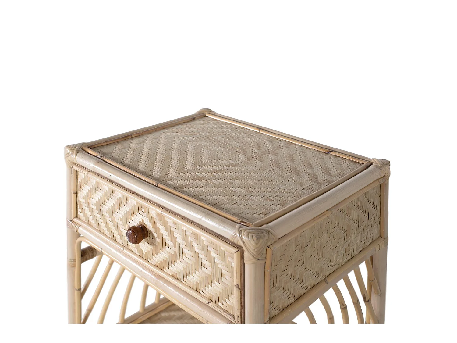 Mesitas de Noche de Ratán Natural 50 Cm Estilo Mediterráneo-60x50x40
