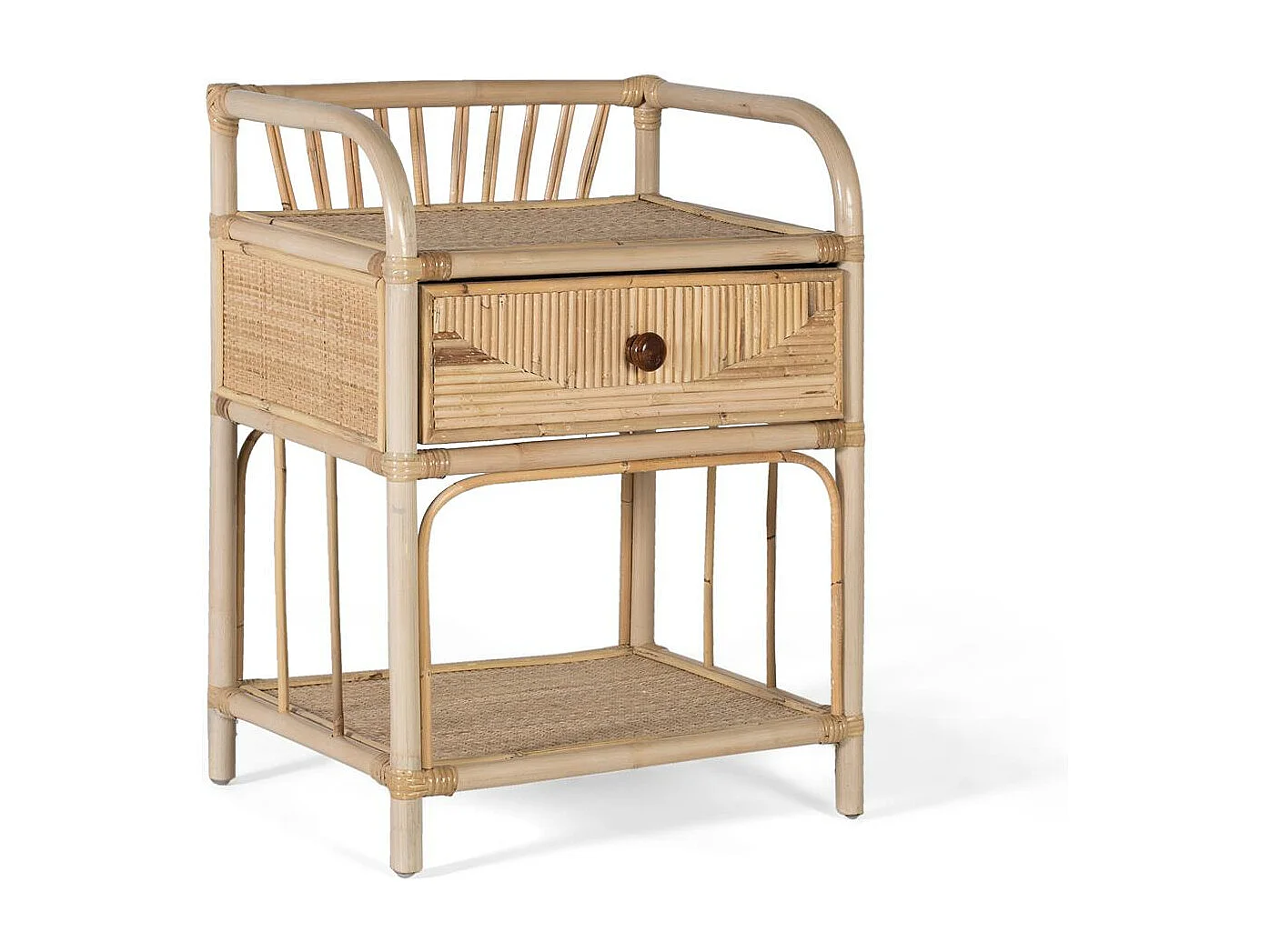 Naturalny stolik nocny z rattanu