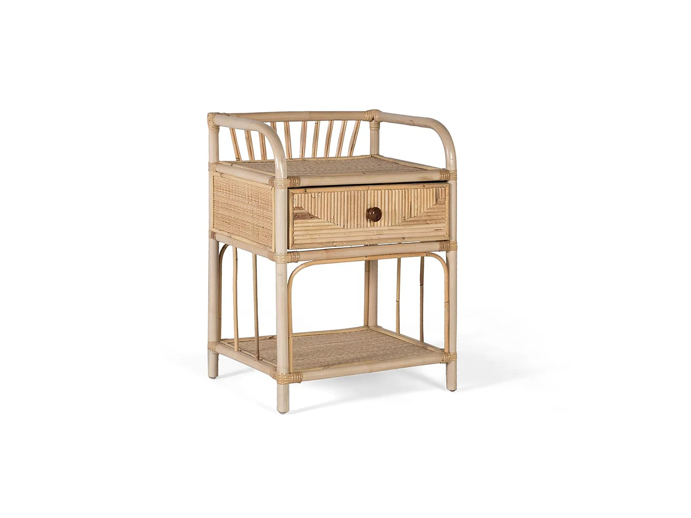 Enkelt og naturligt rattan sengebord