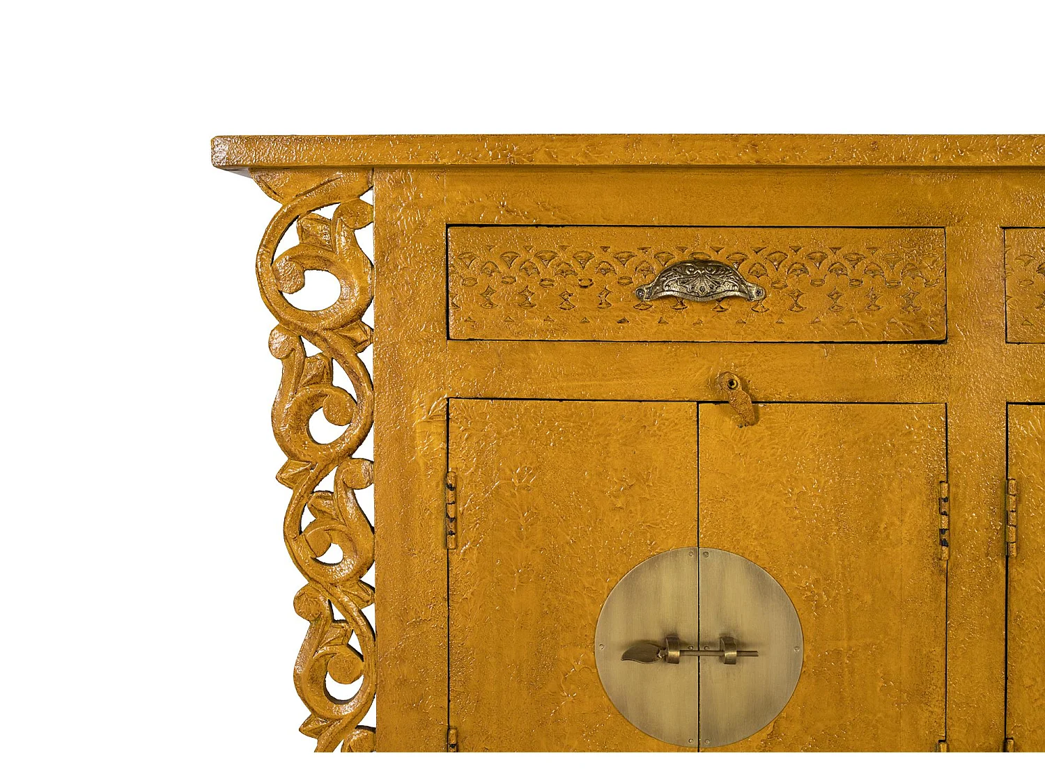 Buffet avec 6 portes et 3 tiroirs en bois de manguier