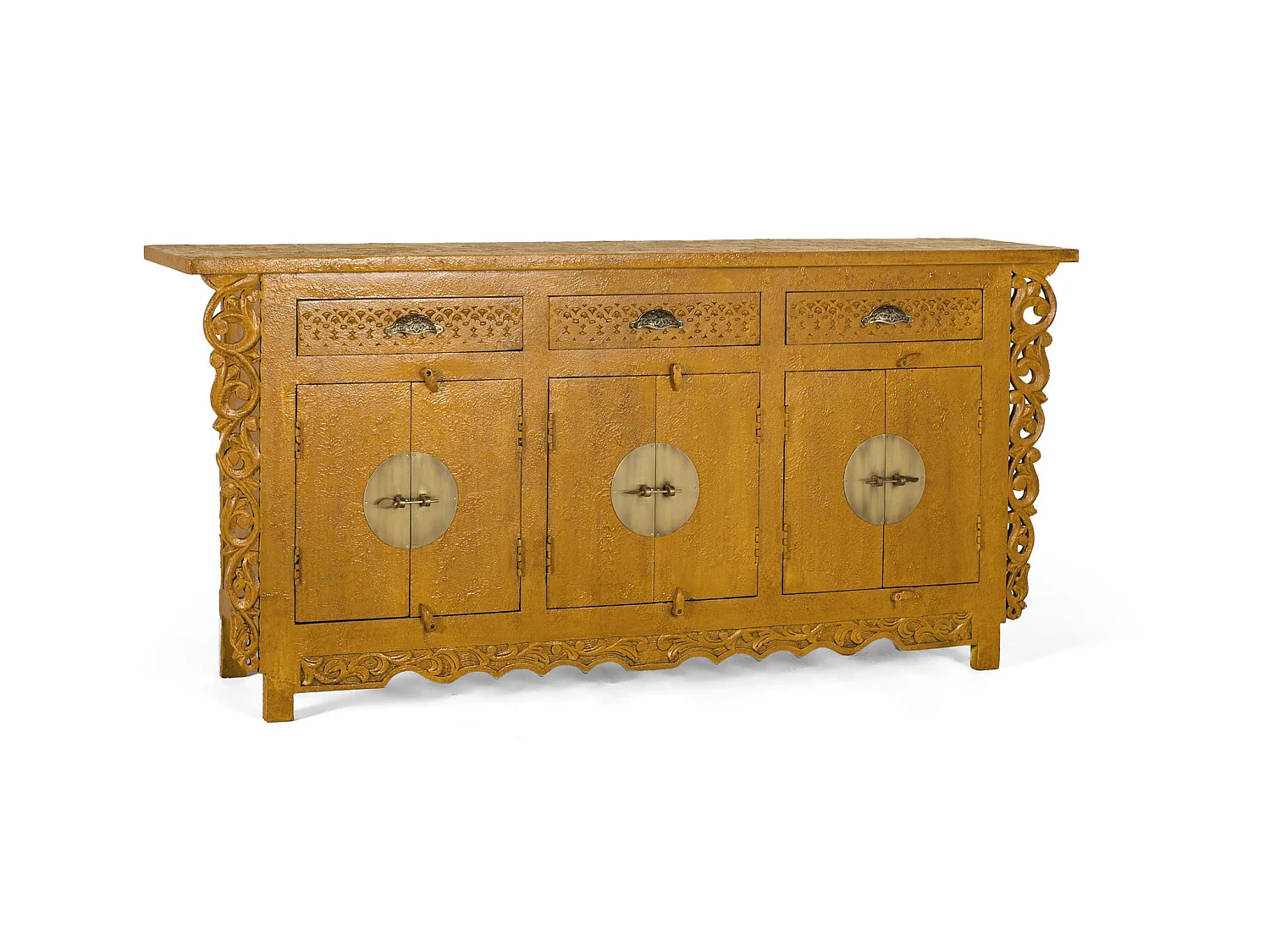 Aparador con 6 puertas y 3 cajones en madera de mango