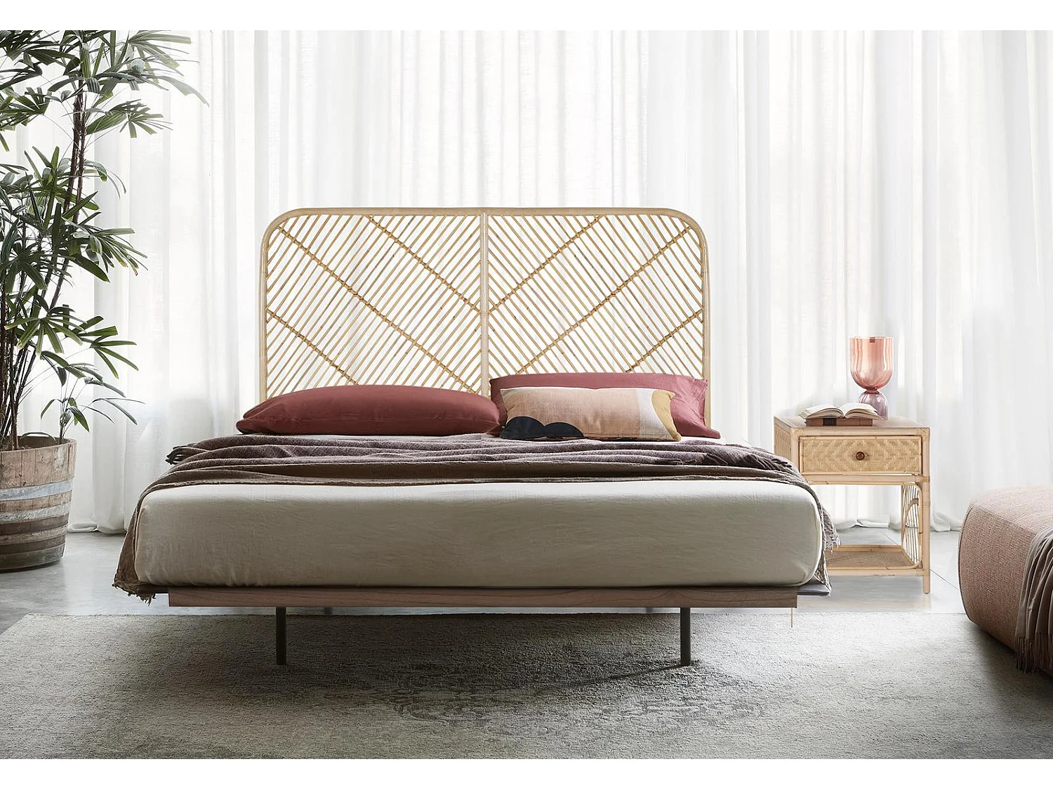 Tête de lit rotin 165 cm élégance naturelle