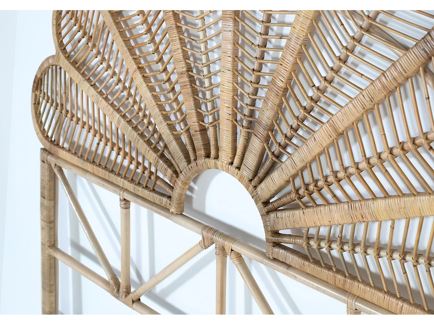 Tête de lit en rotin naturel 180 cm, style méditerranéen - 155 x 180 x 4