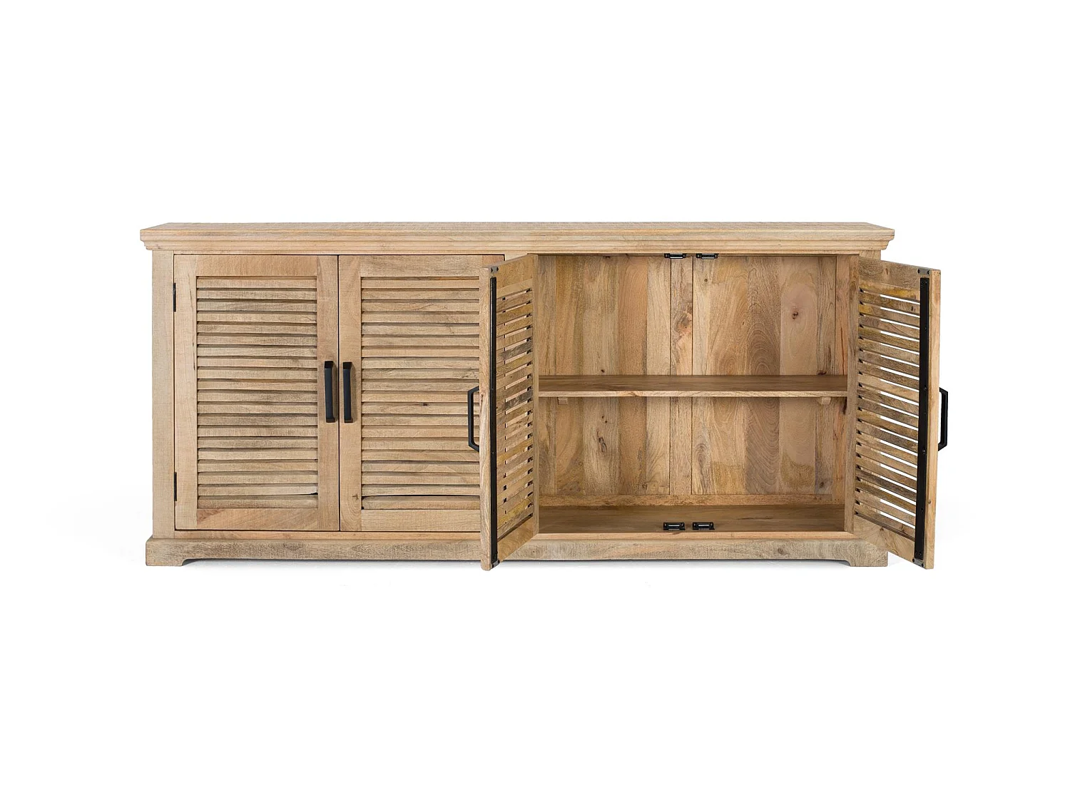 Buffet en bois de manguier, style rustique contemporain - 90 x 200 x 40