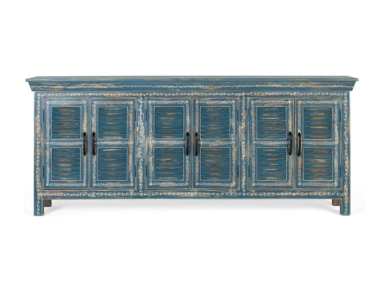 Buffet 6 portes fabriqué à la main en bois de manguier