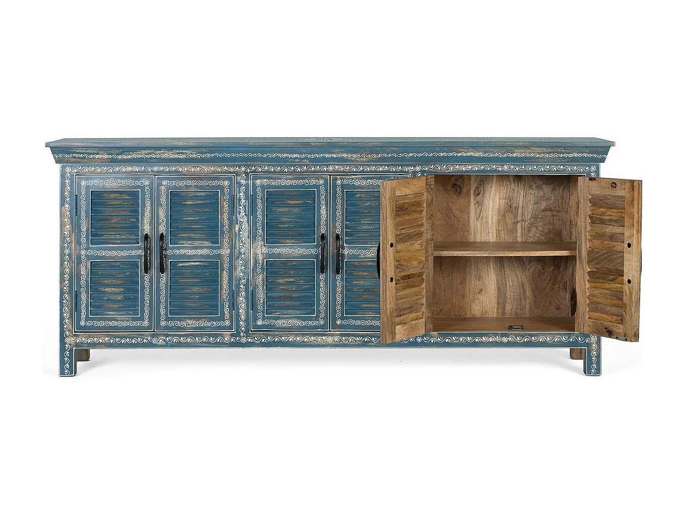 Buffet 6 portes fabriqué à la main en bois de manguier