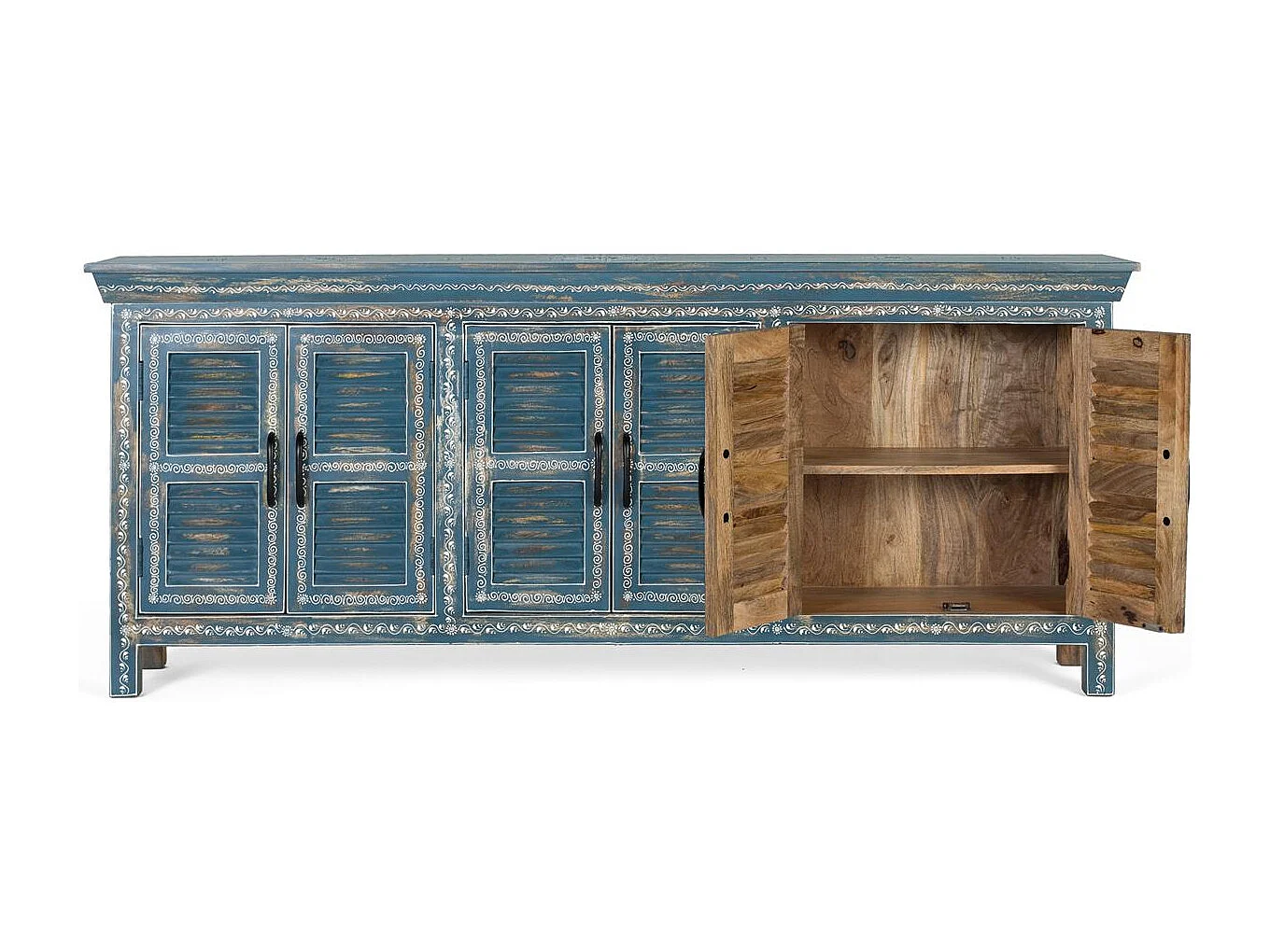 Buffet 6 portes fabriqué à la main en bois de manguier