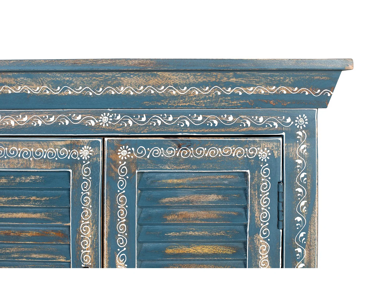 Buffet en bois de manguier, style ethnique artisanal - 76 x 184 x 36