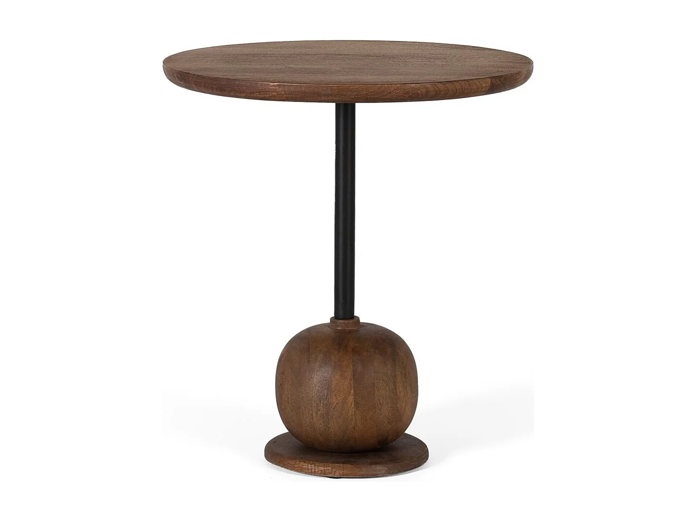 Table d'appoint circulaire en bois de manguier