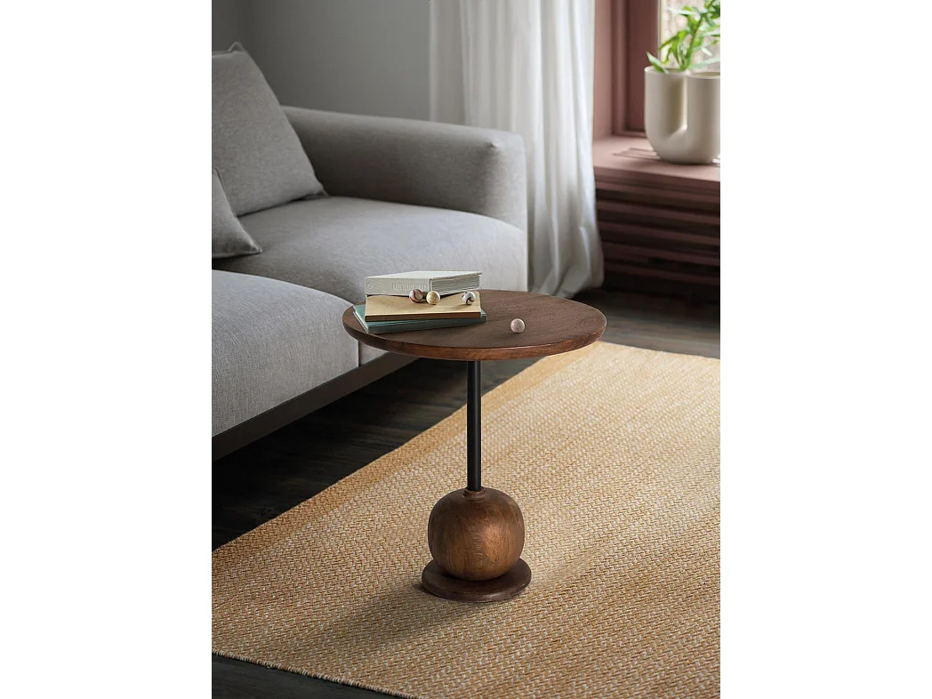 Tables d'appoint en bois de manguier 45 cm, style rustique moderne - 50 x 45 x 45 cm