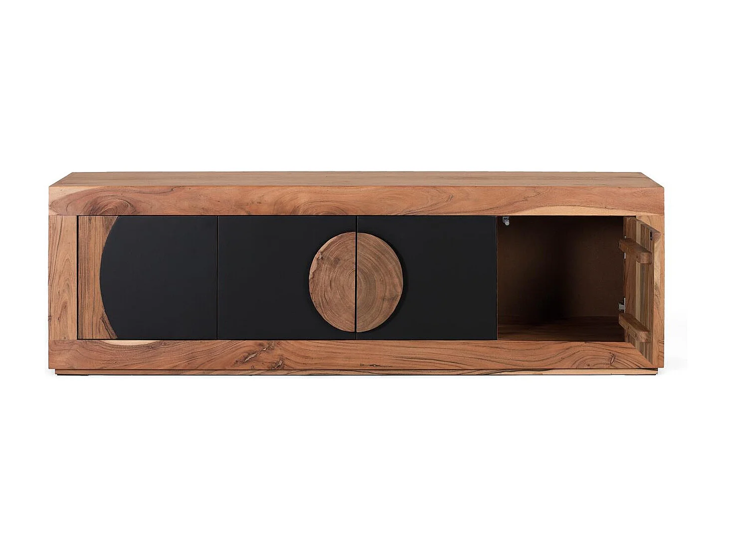 Meuble TV en bois d'acacia avec 4 portes