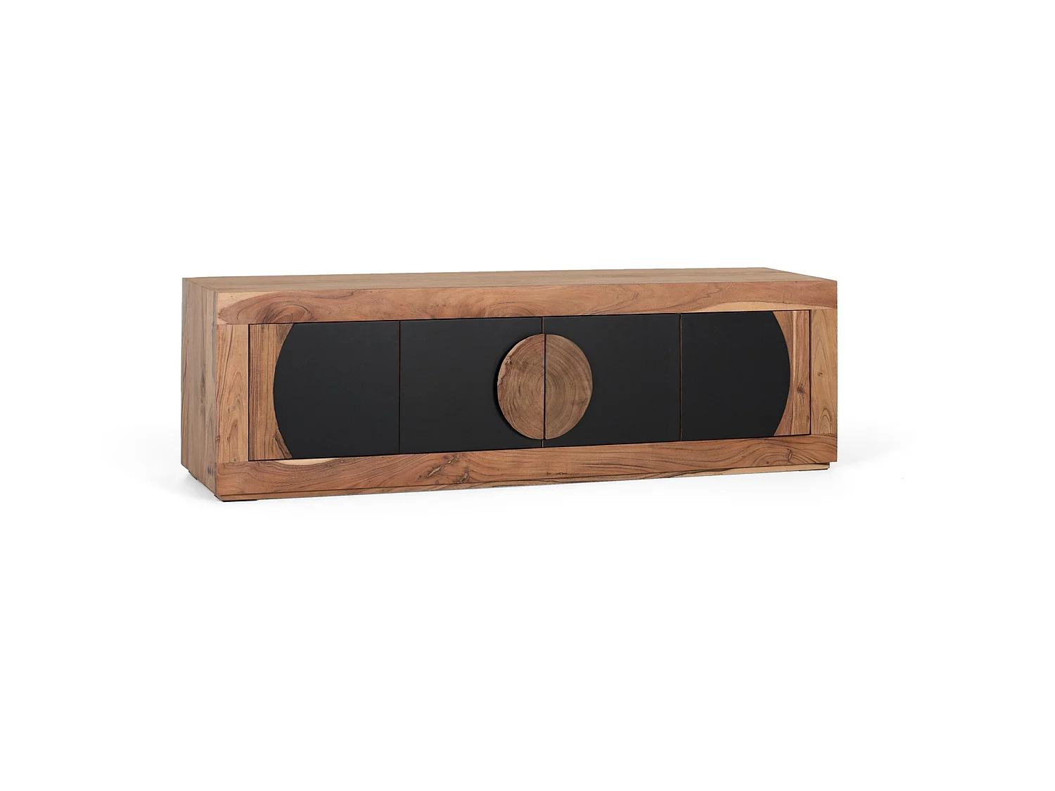 Suporte para TV em madeira de acácia, 160 cm, estilo rústico contemporâneo - 50x160x40