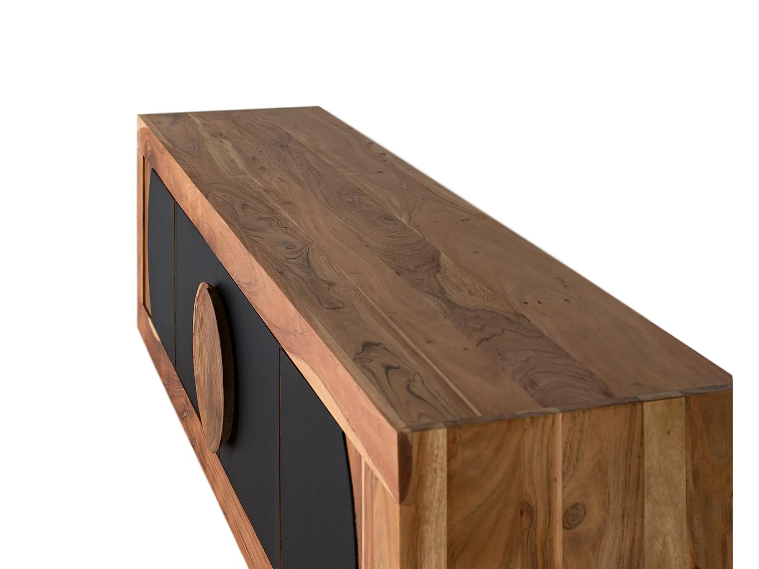 Suporte para TV em madeira de acácia, 160 cm, estilo rústico contemporâneo - 50x160x40