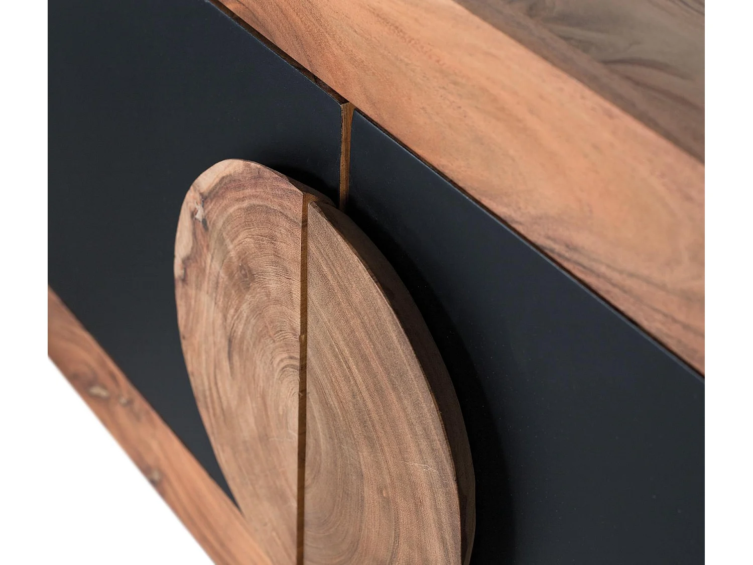 Suporte para TV em madeira de acácia, 160 cm, estilo rústico contemporâneo - 50x160x40