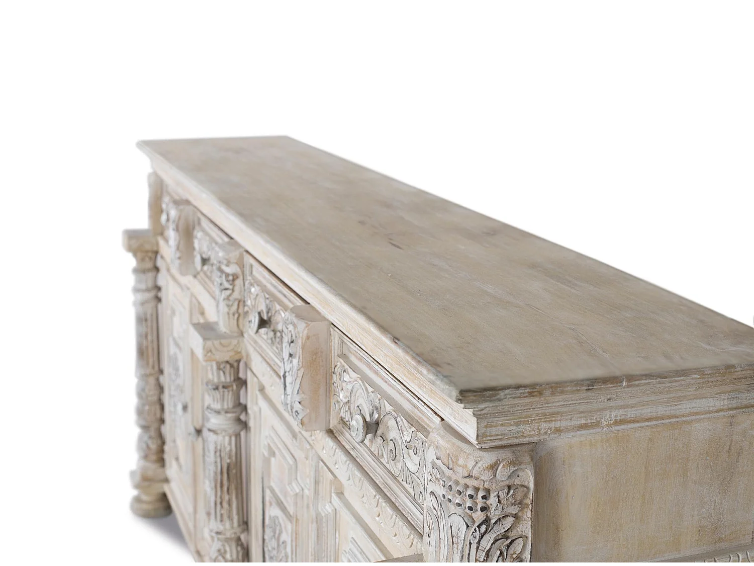 Buffet en bois de manguier, style colonial rustique - 100 x 225 x 45