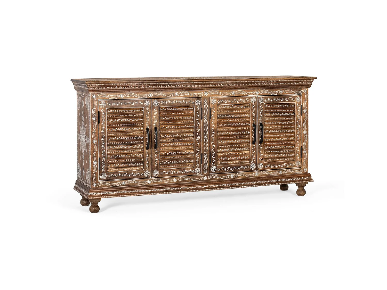 Buffet en bois de manguier, style rustique moderne - 78 x 152 x 36