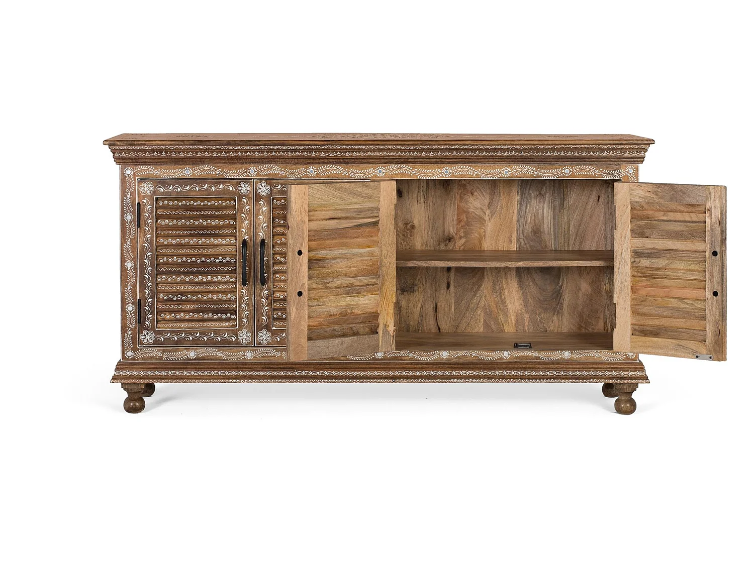 Buffet en bois de manguier, style rustique moderne - 78 x 152 x 36