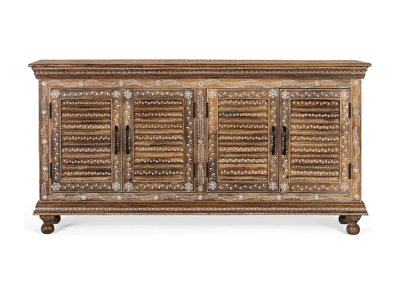 Sideboard mit 4 Türen aus hochwertigem Holz und handbemalt