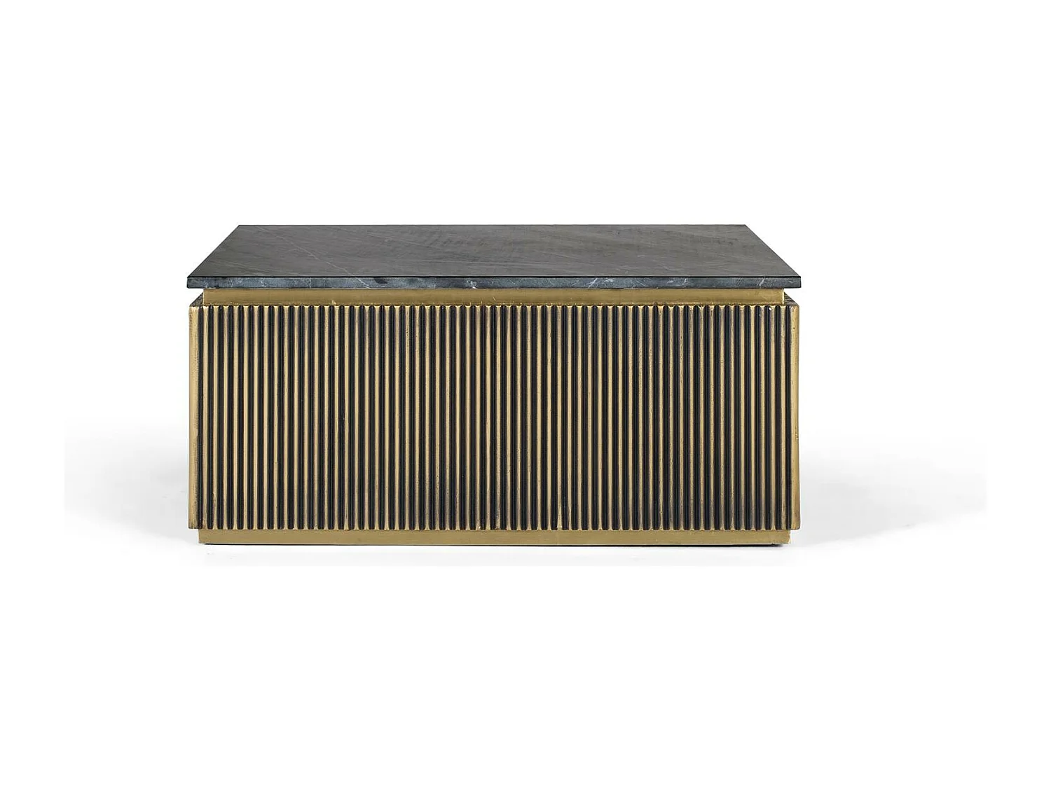 Couchtisch aus Holz mit Bronze- und Marmorplatte