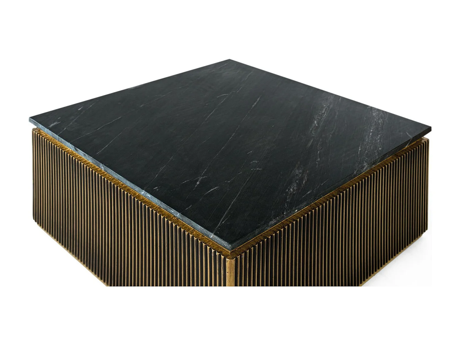 Couchtisch aus Holz mit Bronze- und Marmorplatte