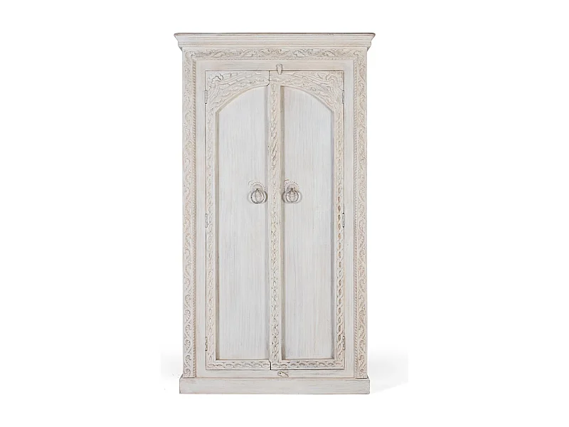 Armoire à 2 portes fabriquée à la main en bois de manguier