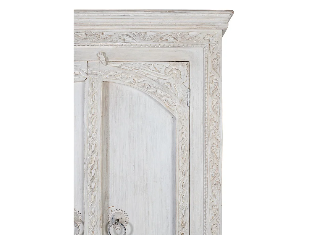 Armoire à 2 portes fabriquée à la main en bois de manguier