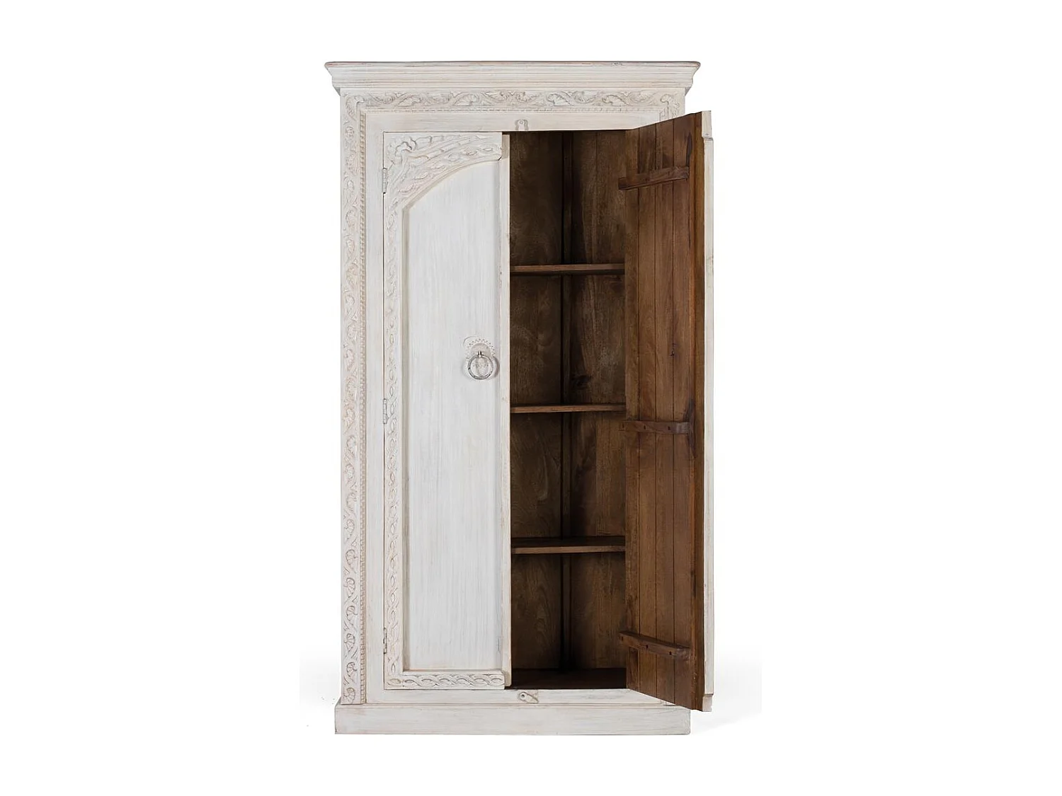 Armoire à 2 portes fabriquée à la main en bois de manguier
