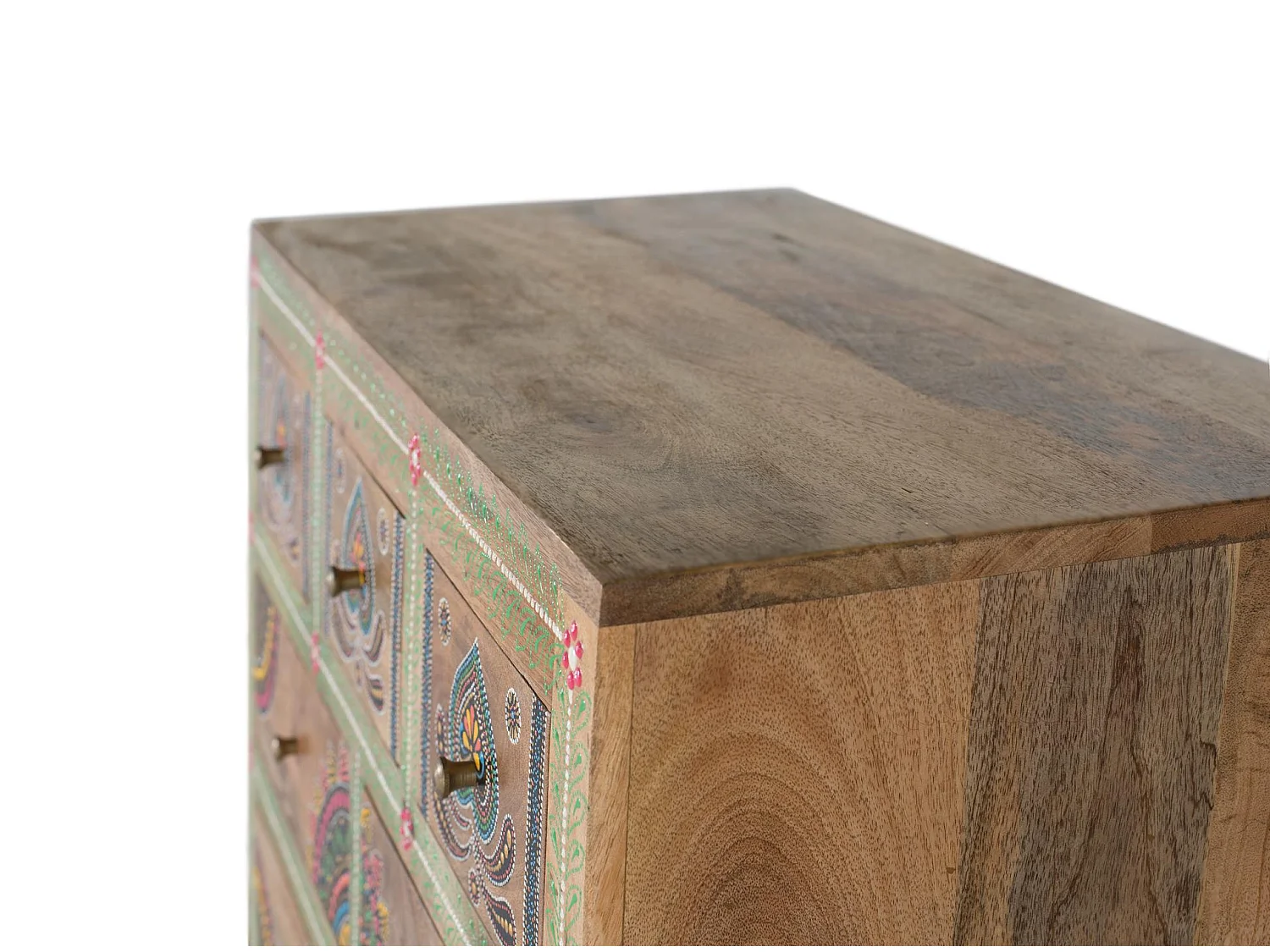 Commode en bois de manguier 80 cm, style rustique classique - 122 x 80 x 41