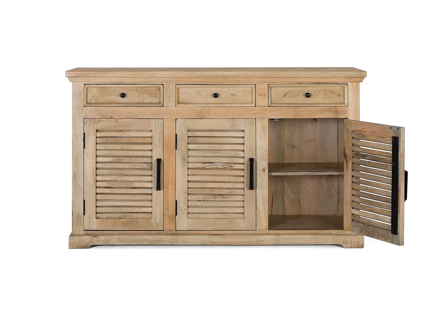 Buffet en bois de manguier, style rustique contemporain - 90 x 150 x 40