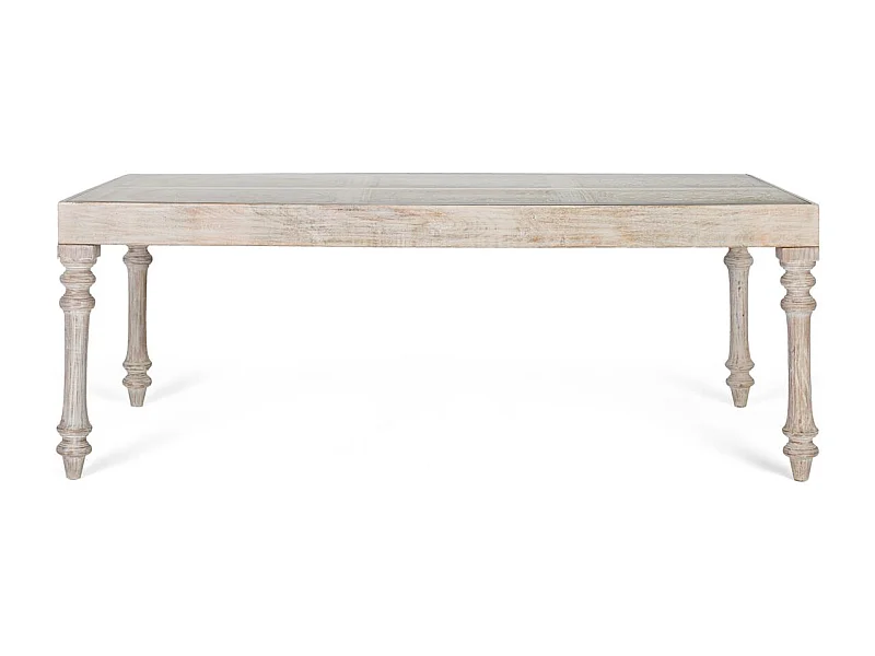 Table à manger rectangulaire sculptée à la main en bois massif 220 cm