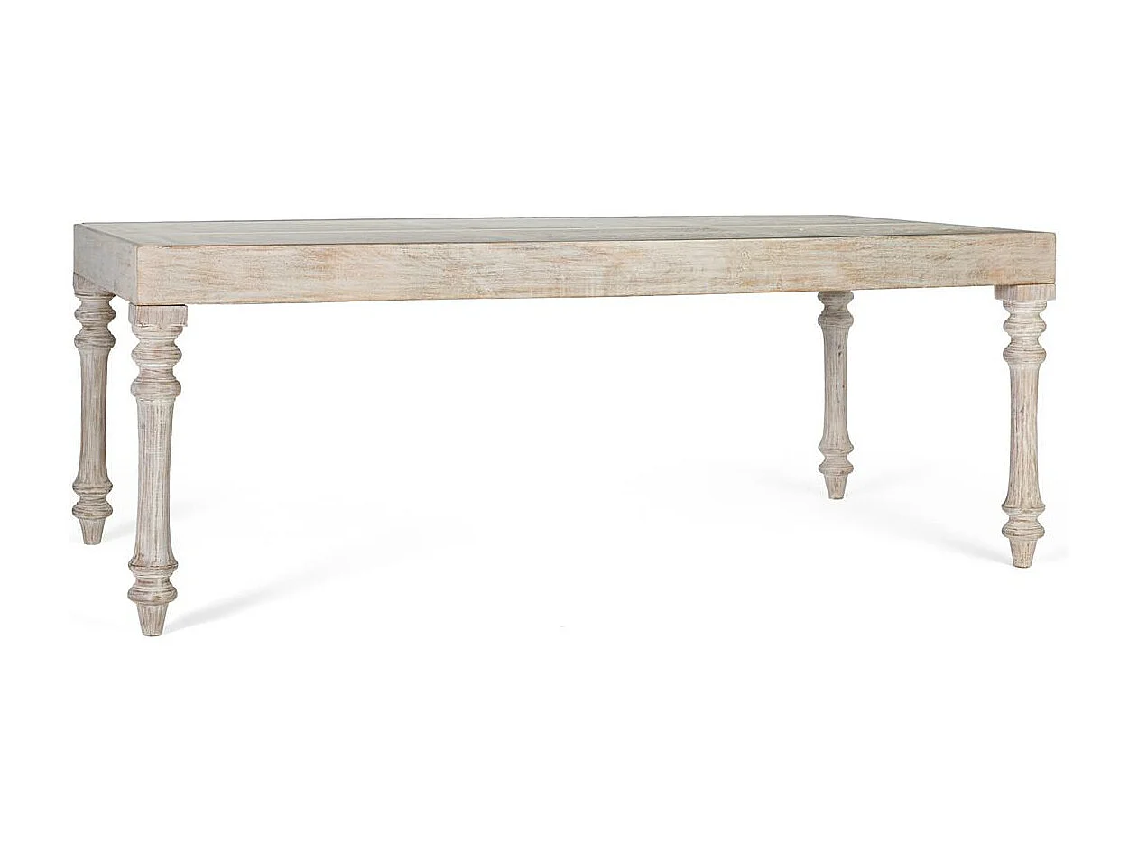 Rechteckiger, handgeschnitzter Esstisch aus Mangoholz, 220 cm