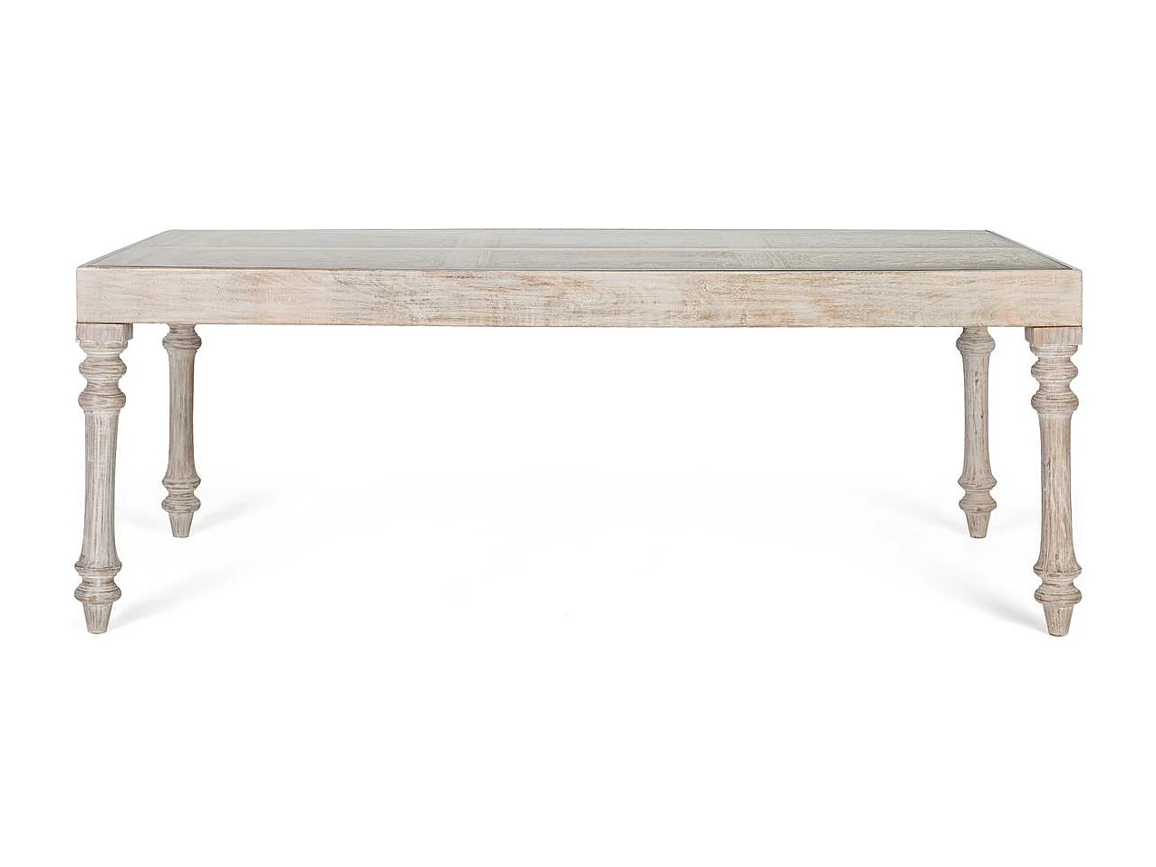 Table à manger rectangulaire sculptée à la main en bois massif 220 cm