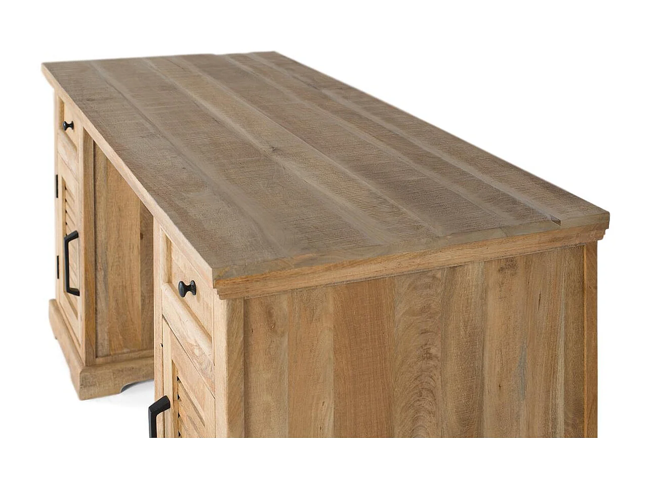 Bureau avec 2 portes et 2 tiroirs en bois de manguier naturel