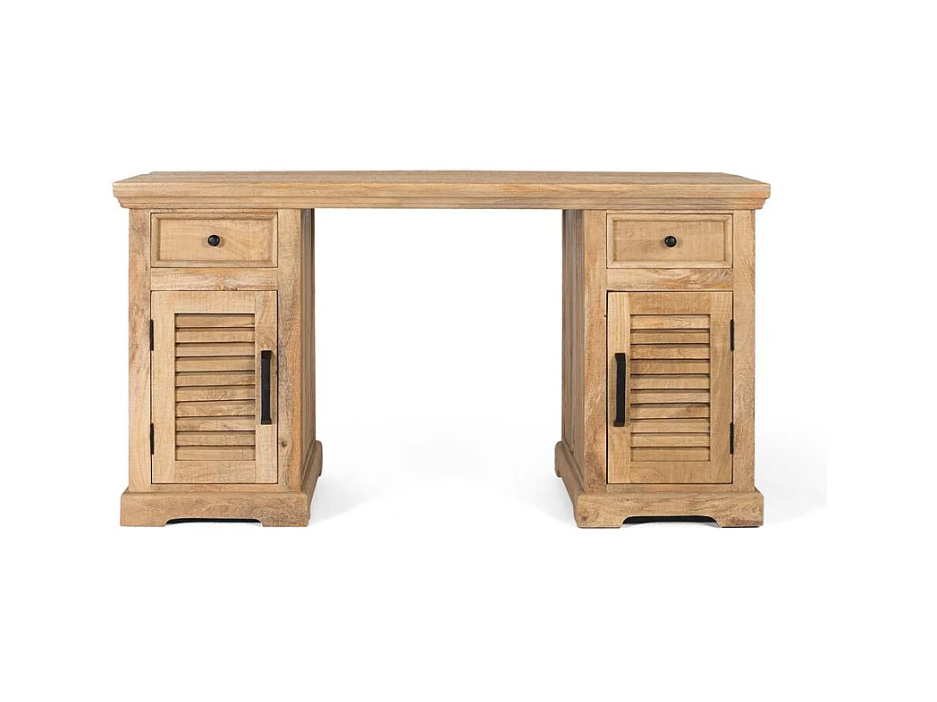 Bureau avec 2 portes et 2 tiroirs en bois de manguier naturel