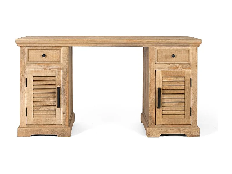 Scrivania con 2 ante e 2 cassetti in legno di mango naturale