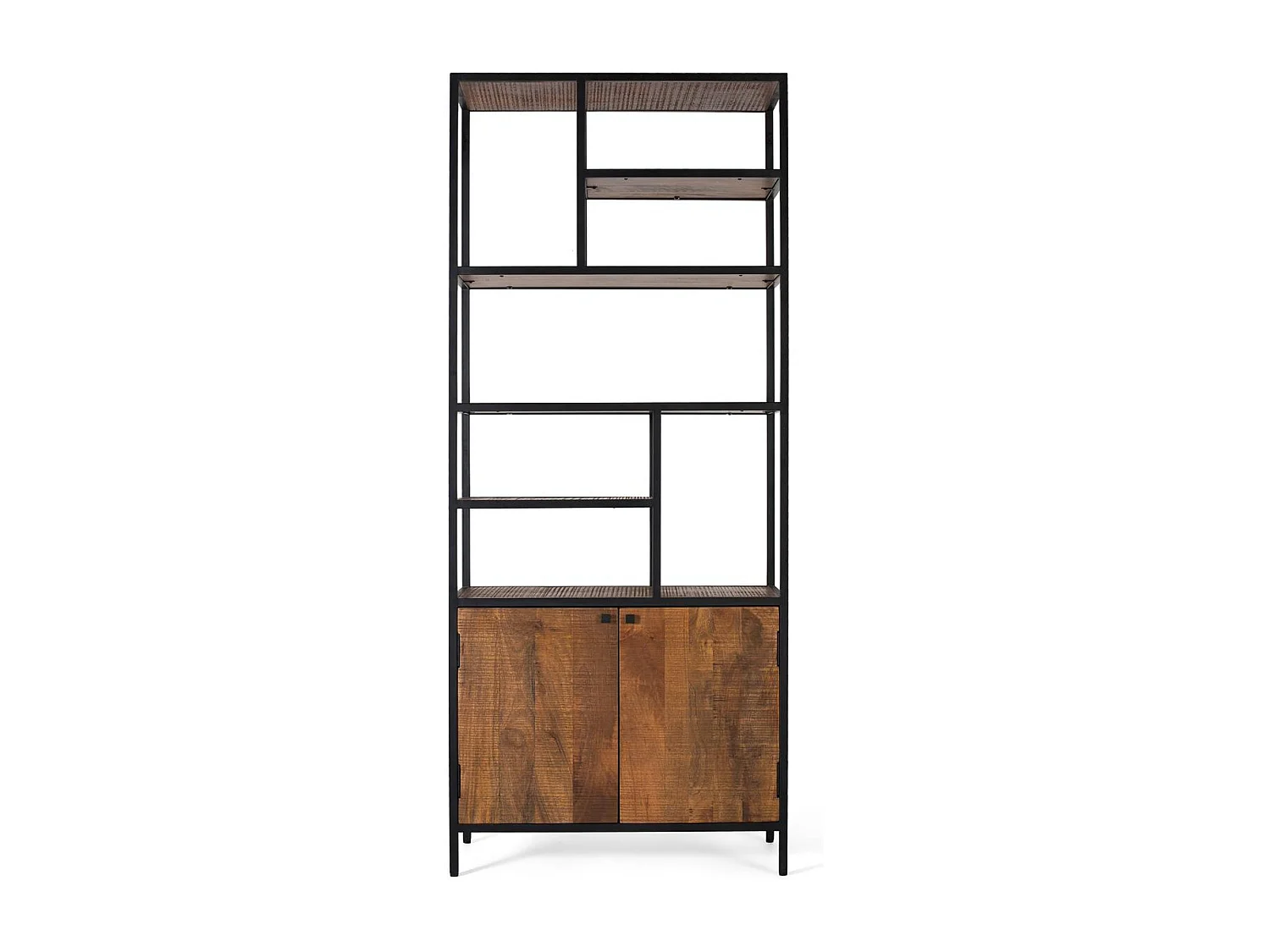 Bibliothèque avec structure en métal et bois de manguier