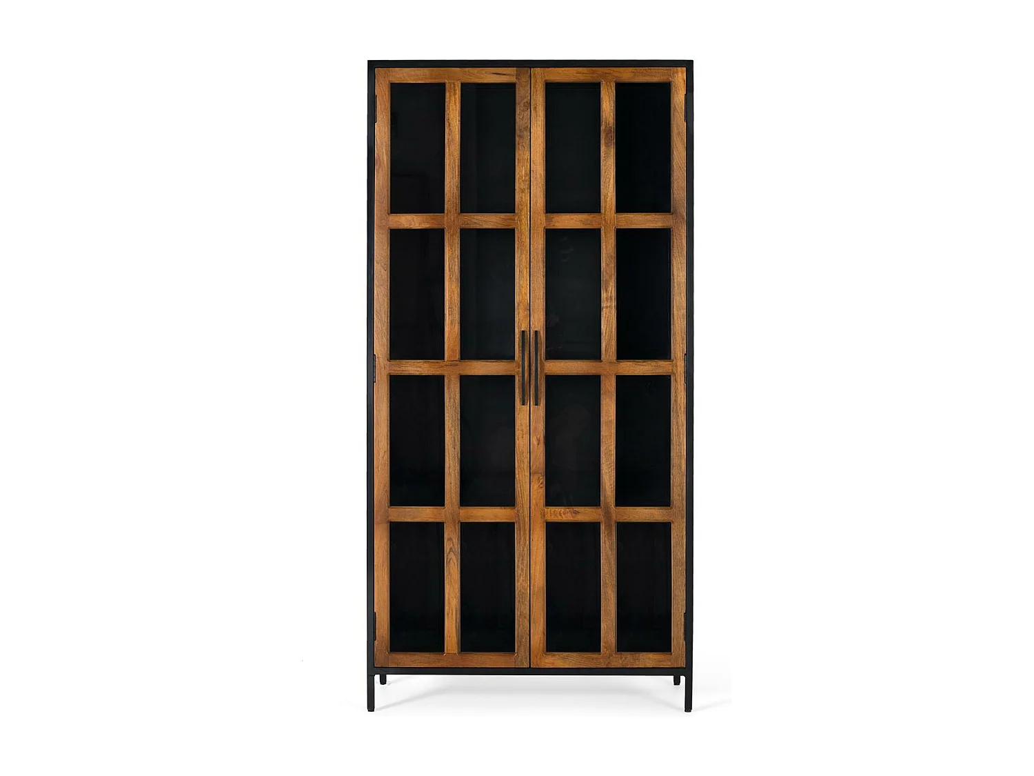 2-drzwiowa gablota z drewna mango i metalową ramą