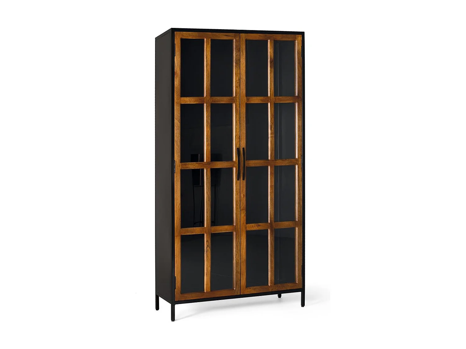 Vitrine 2 portes en manguier et structure métallique