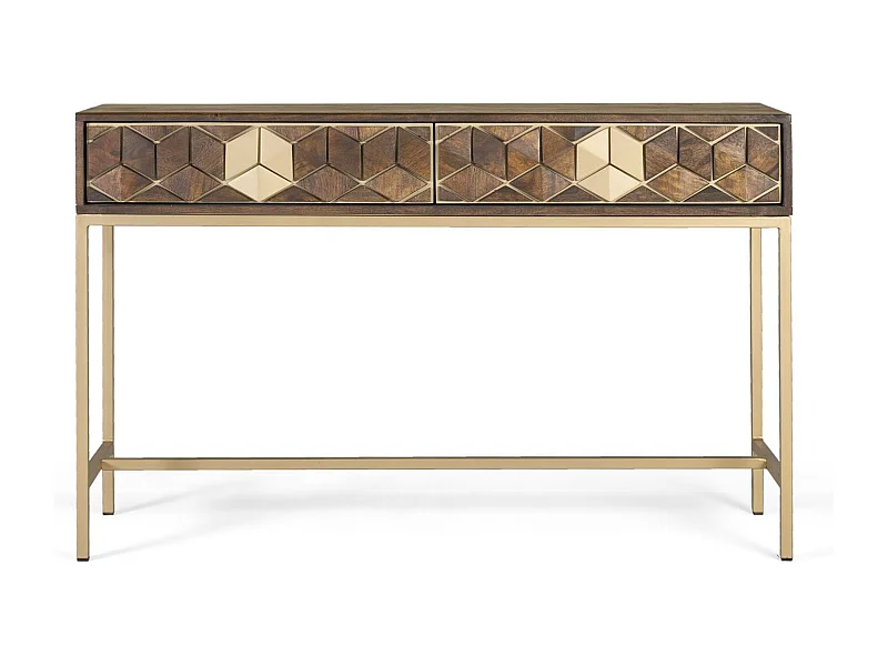 Console manguier noyer et doré élégance unique