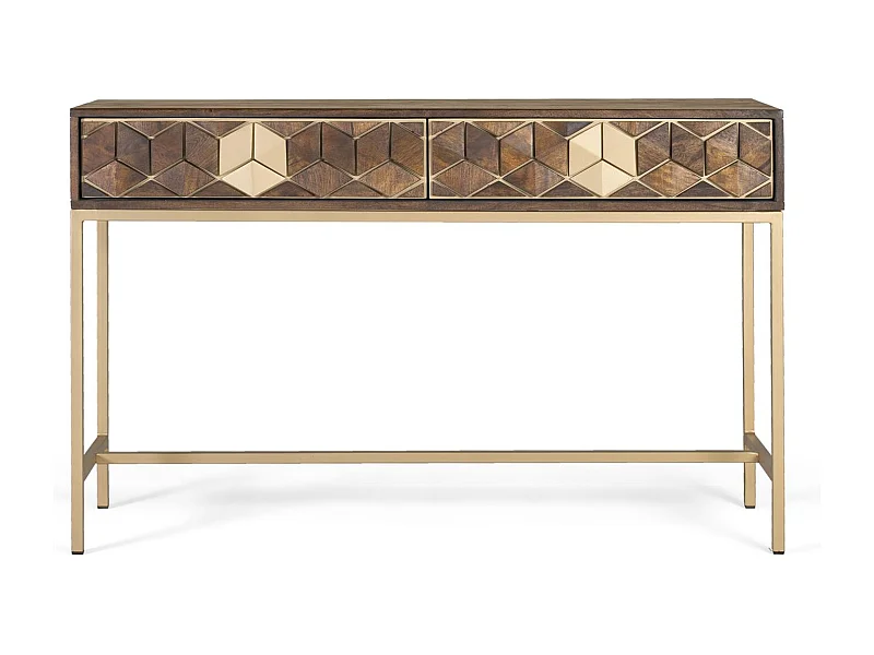 Console manguier noyer et doré élégance unique