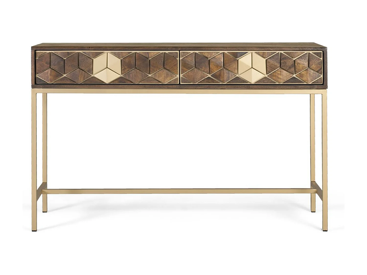 Console manguier noyer et doré élégance unique