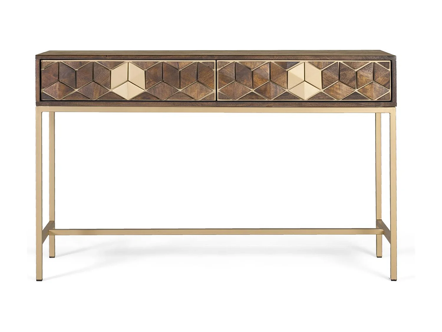 Console manguier noyer et doré élégance unique