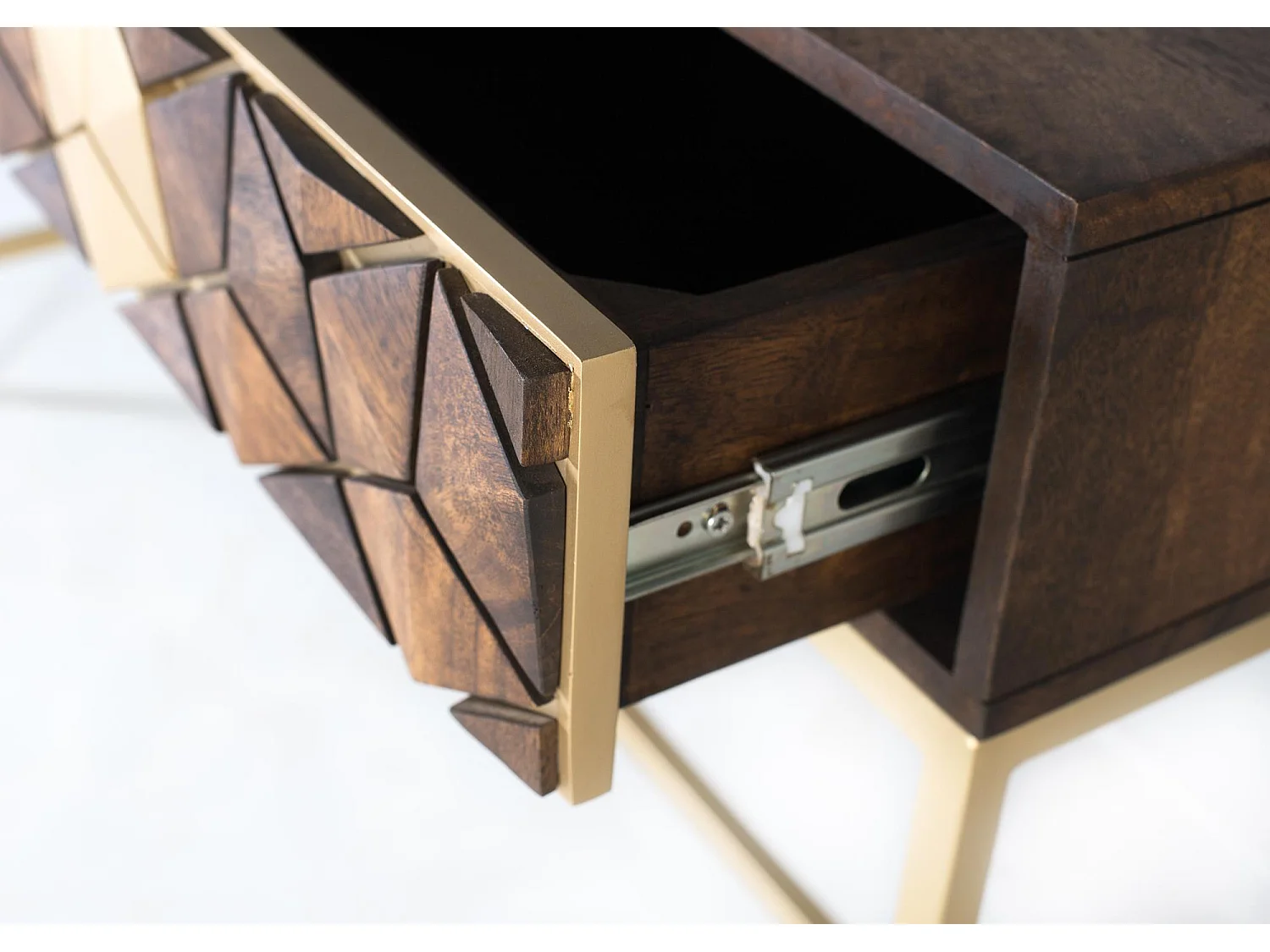 Console manguier noyer et doré élégance unique