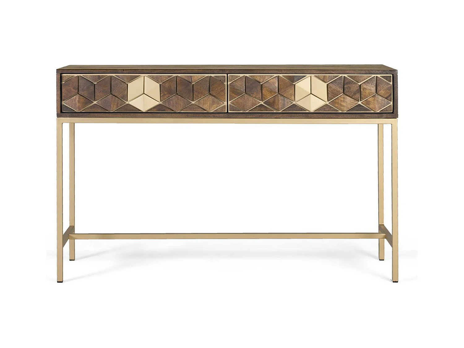 Console manguier noyer et doré élégance unique