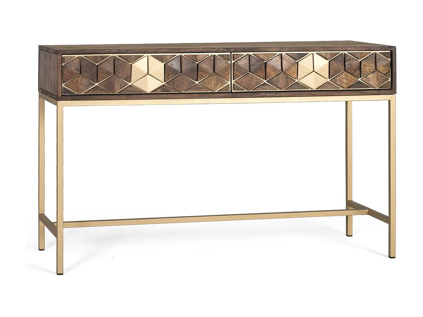 Console manguier noyer et doré élégance unique