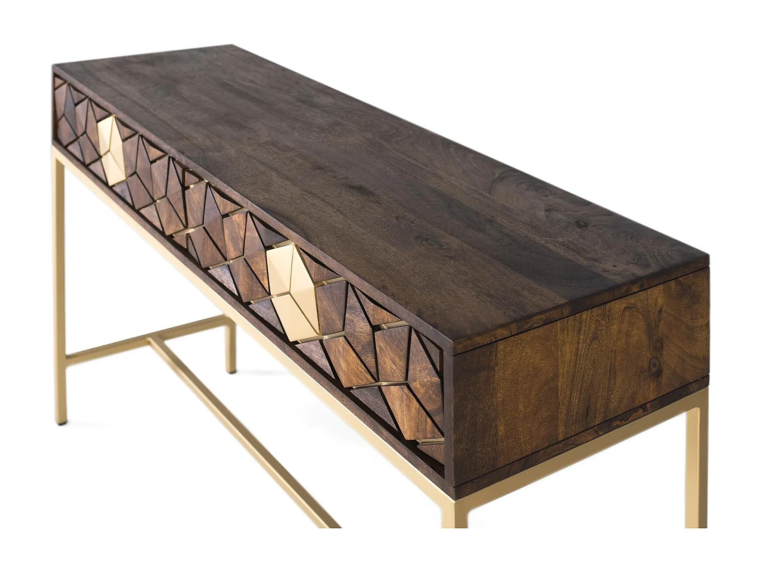 Console manguier noyer et doré élégance unique