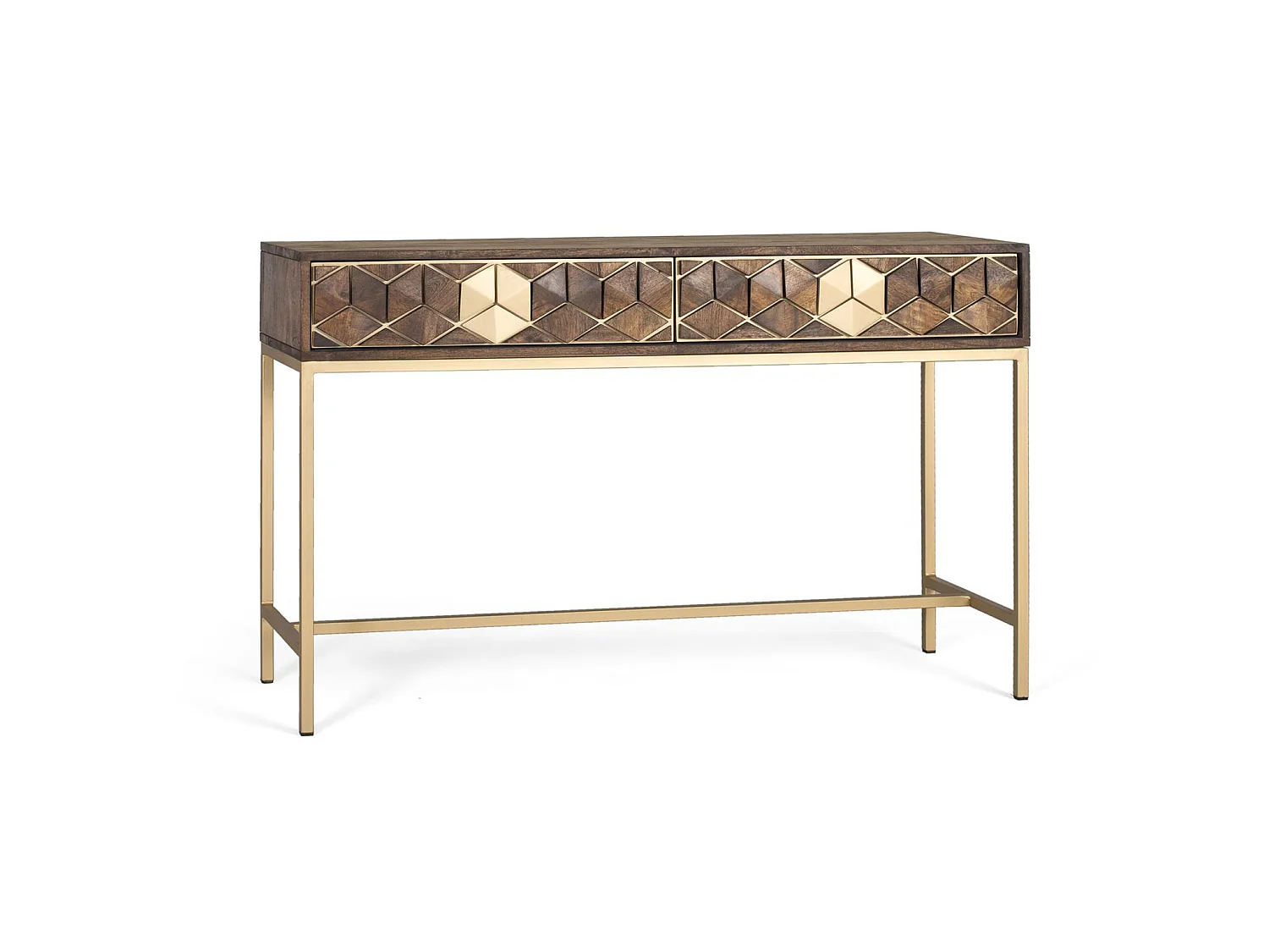 Console en bois de manguier 122 cm, style rustique moderne - 76 x 122 x 40