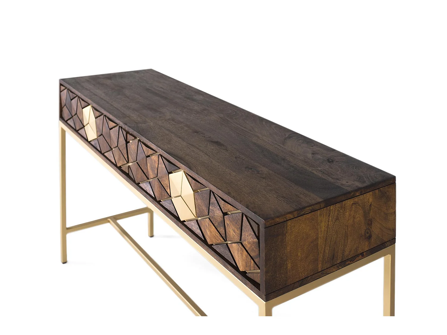 Console en bois de manguier 122 cm, style rustique moderne - 76 x 122 x 40